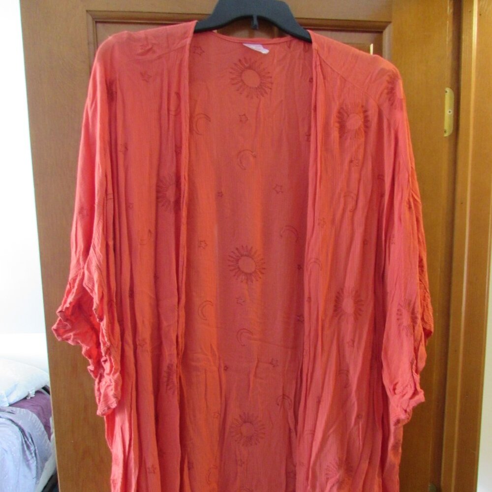 NOBO-No Boundaries Celestial Peach Flowy Caftan - Size XXL-XXXL (2XG - 3XG)